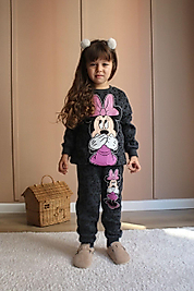 Siyah Minnie Mause Desenli Takım