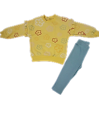 İki İplik Çiçek Desenli Kız Takım